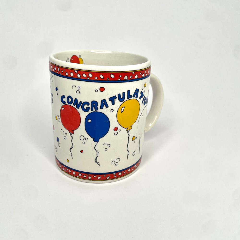 Vintage 1991 FIB Congratulations Balloon Coffee Mug Flowers Inc Balloons 36596
